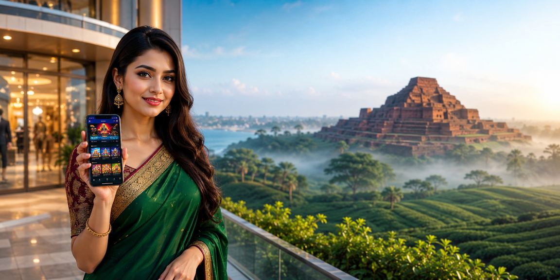 বাংলাদেশের চা বাগানে বসে ক্যাসিনো অ্যাপ ব্যবহারের দৃশ্য